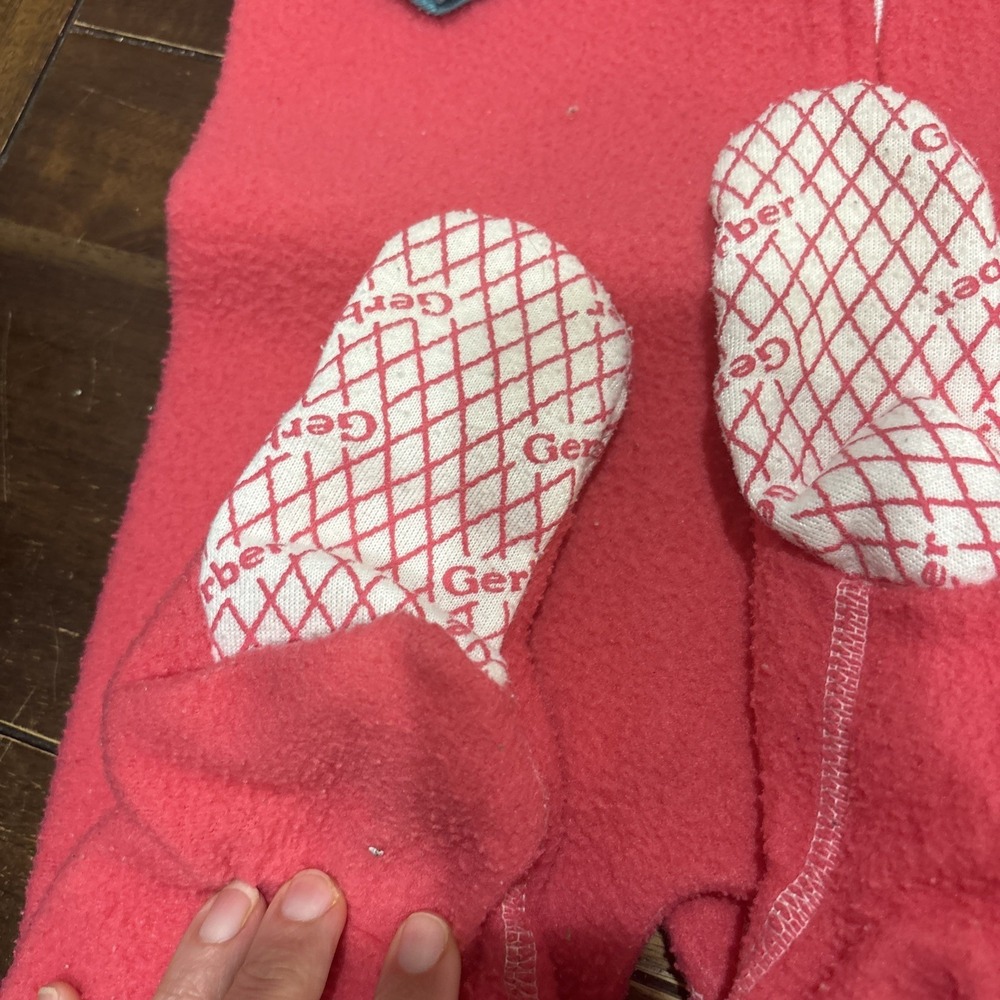 Vintage Gerber Baby Footie Pajamas Pink And Teal 1T 12 months 90s Y2K - Picture 6 of 7